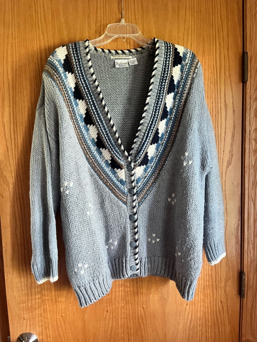 90s Backroad Blues Women's blue hand knit sweater cardigan